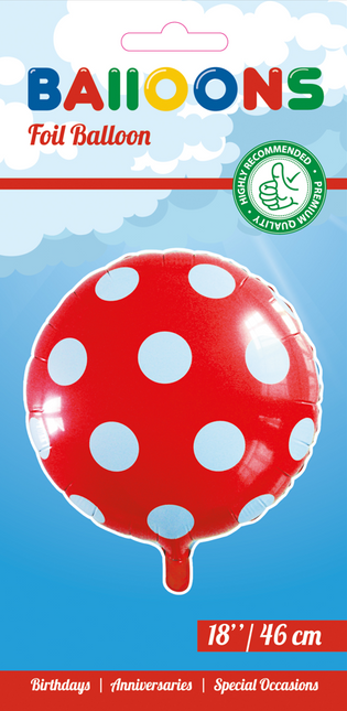 Helium Ballon Stippen Rood 45cm leeg