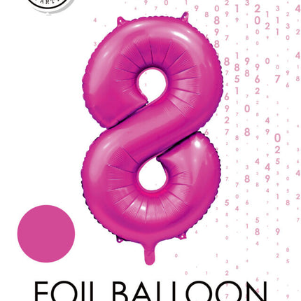 Fuchsia Cijfer Ballon 8 Jaar Glans 86cm