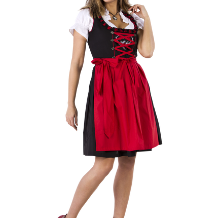 Zwart Rode Dirndl Jurk Oktoberfest Dames