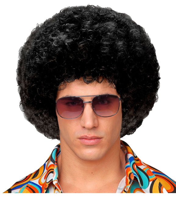 Zwarte Pruik Unisex Afro