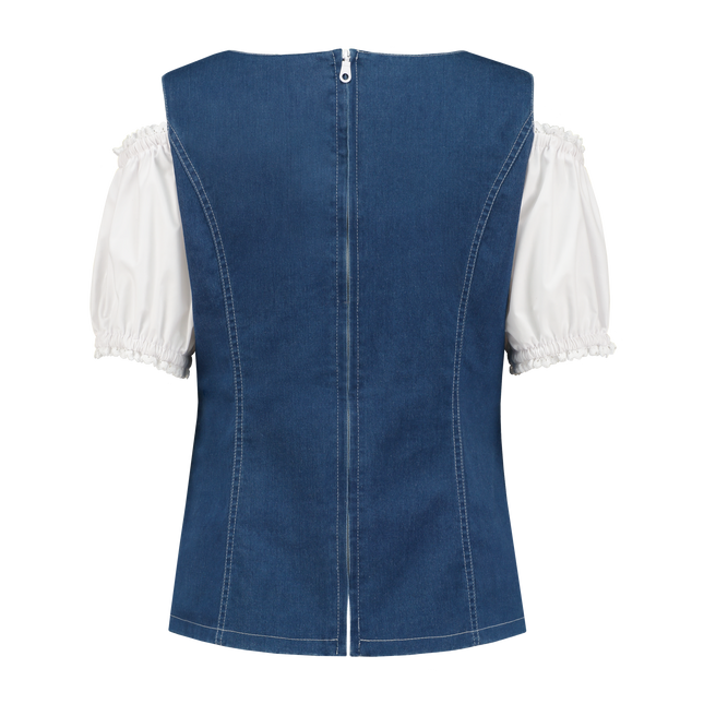 Wit Blauwe Blouse Dames Trachtenmieder