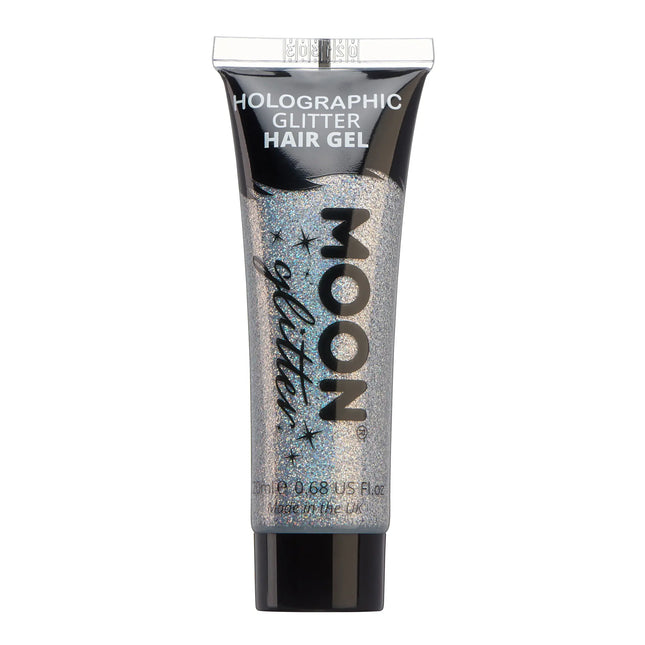 Moon Glitter Holographic Glitter Hair Gel Silver 20ml