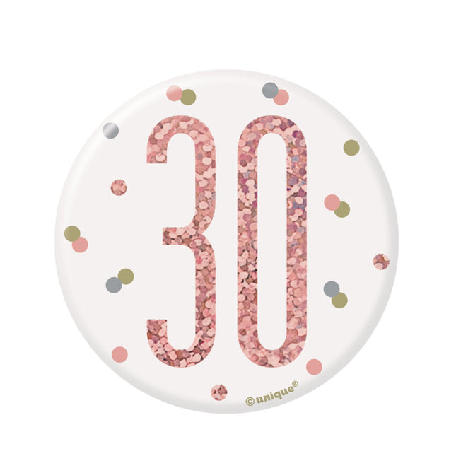 Button 30 Jaar Rose Goud 8cm