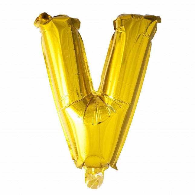 Folie Ballon Letter V Goud XL 102cm leeg