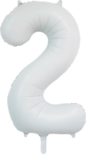 Witte Cijfer Ballon 2 Jaar Glans 86cm