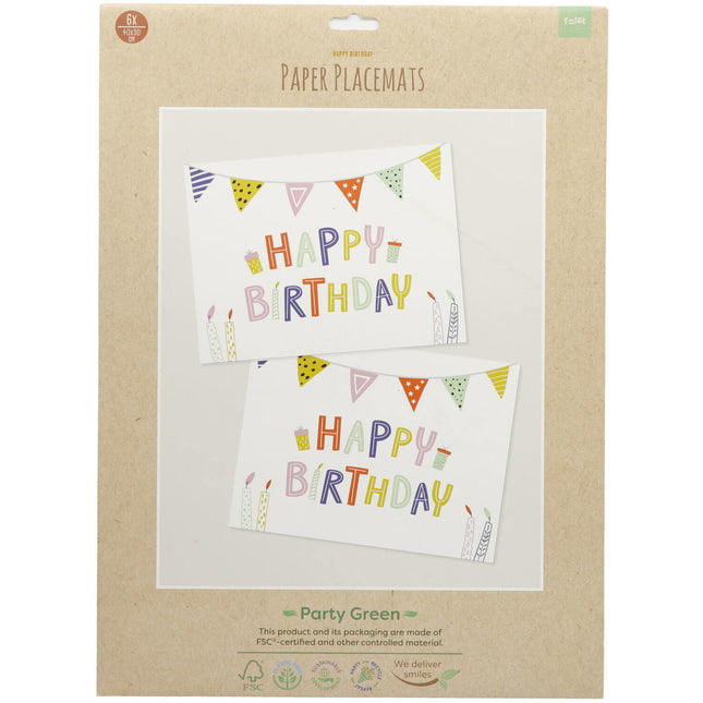 Happy Birthday Placemats Eco 6st