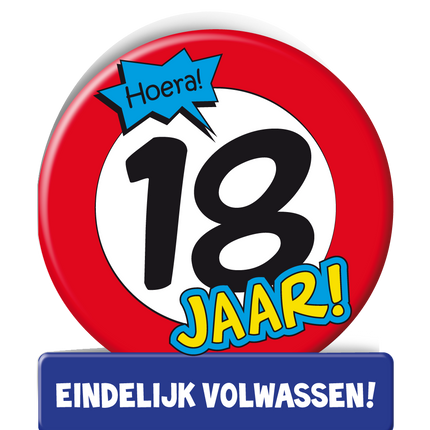 Verjaardagskaart 18 Jaar Verkeersbord 16,5cm