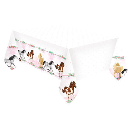 Plastic Tafelkleed Paarden 1,8m