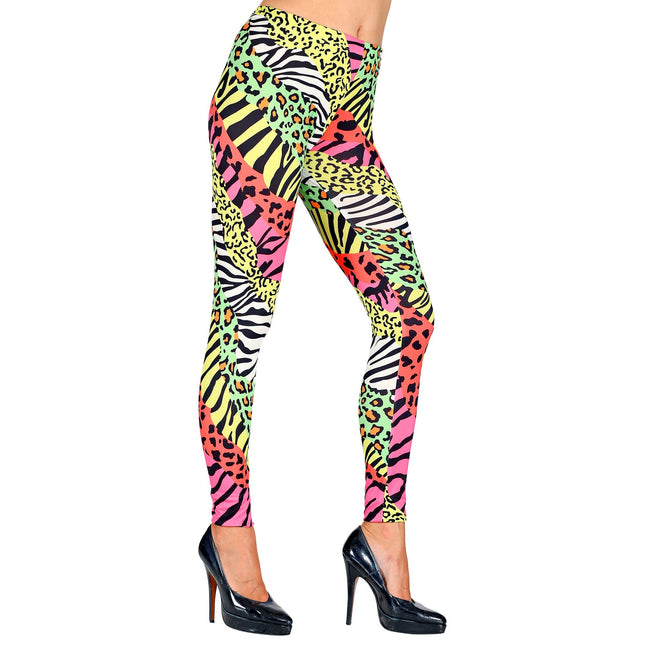 Neon 80S Legging Dames Gekleurd