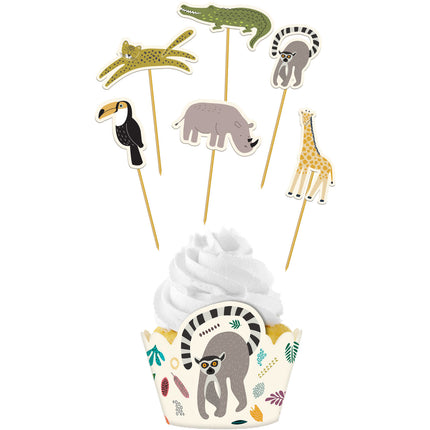 Jungle Dieren Cupcake Toppers 12 delig