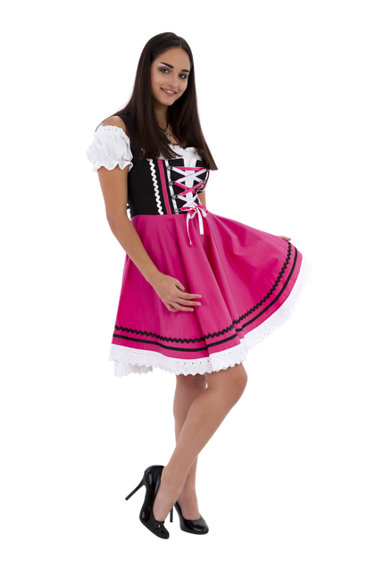 Oktoberfest Dirndl Jurk Oktoberfest Zwart Roze Dames 2 Delig