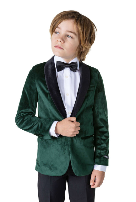 Donkergroen Velvet Blazer Jongen OppoSuits