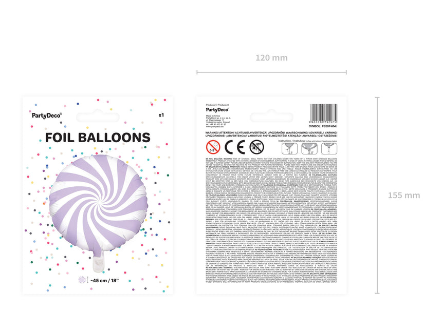 Helium Ballon Lila Swirl 45cm leeg