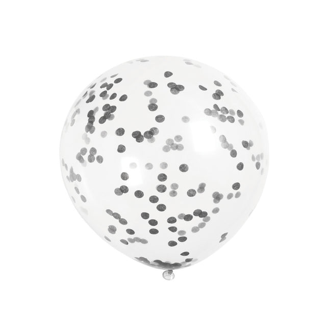 Confetti Ballonnen Zwart 40cm 6st