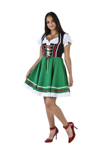 Dirndl 2-dlg., zwart/groen, Carmenblouse