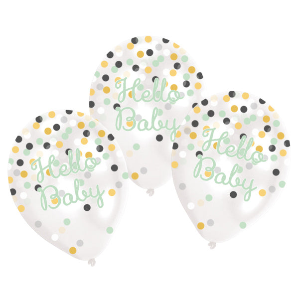 Ballonnen Hello Baby Confetti 27,5cm 11st