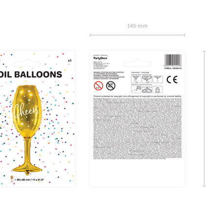 Helium Ballon Champagne Glas Leeg 80cm