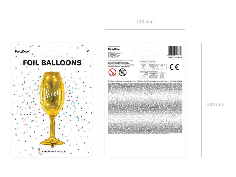 Helium Ballon Champagne Glas Leeg 80cm