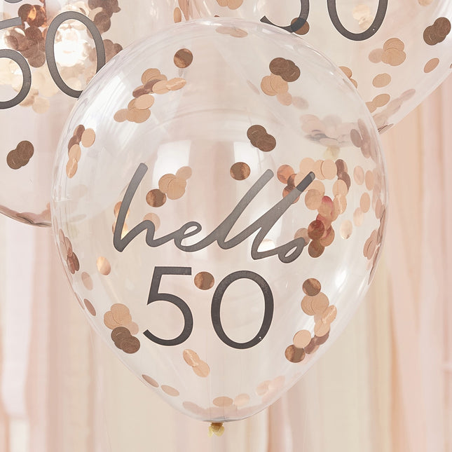 Rose Gouden Confetti Ballonnen 50 Jaar 30cm 5st