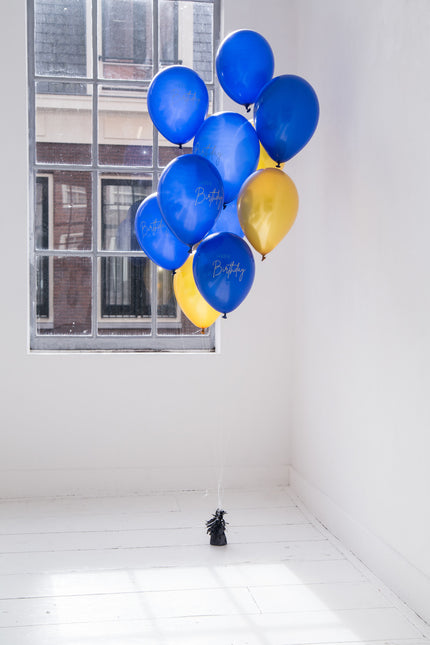 Happy Birthday Ballonnen Blauw 30cm 12st