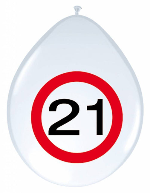 Ballonnen 21 Jaar Verkeersbord 30cm 8st