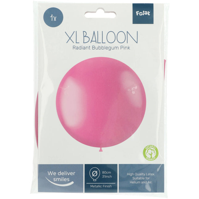 Roze Ballon Metallic Bubblegum Pink 80cm