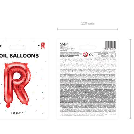 Folie Ballon Letter R Rood Leeg 35cm