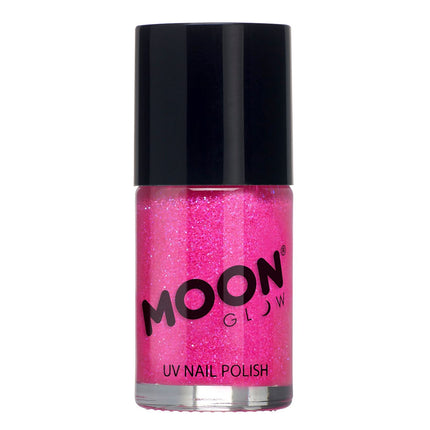 Moon Glow Neon UV Glitter Nail Polish Magenta 14ml