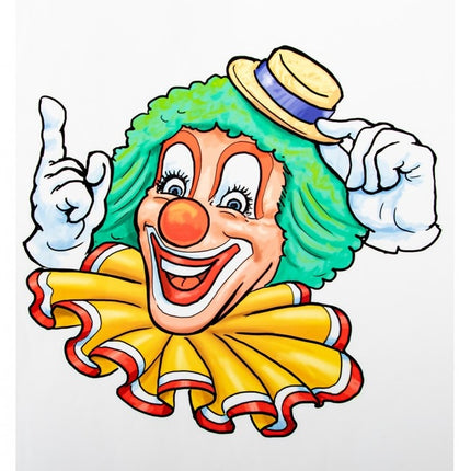 Raamsticker Clown Gele Hoed 40cm