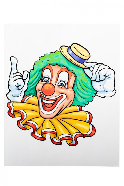 Raamsticker Clown Gele Hoed 40cm