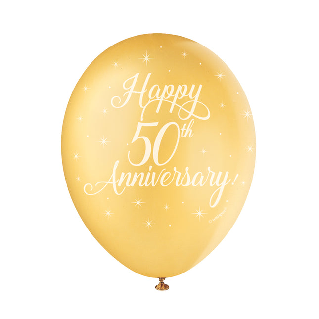 Ballonnen Happy 50th Anniversary 30cm 5st