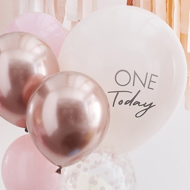 Rose Gouden Ballonnen Set 1 Jaar 10 delig