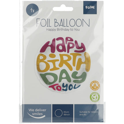 Helium Ballon Happy Birthday Retro Leeg 45cm