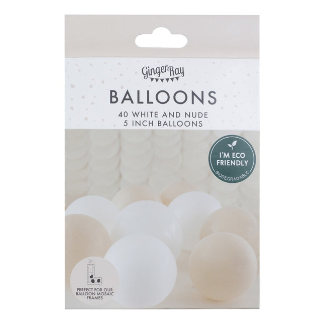 Wit Beige Ballonnen 13cm 40st