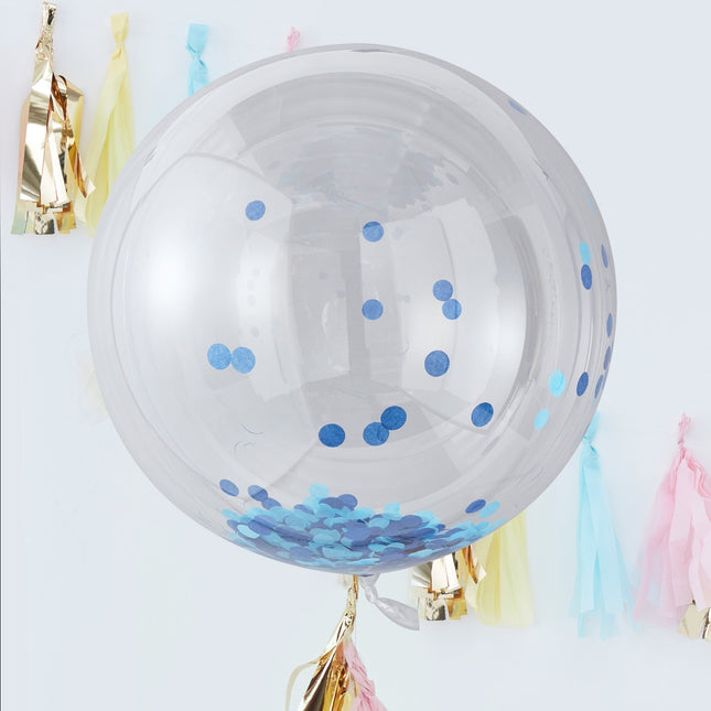 Blauw Confetti Ballon 91cm