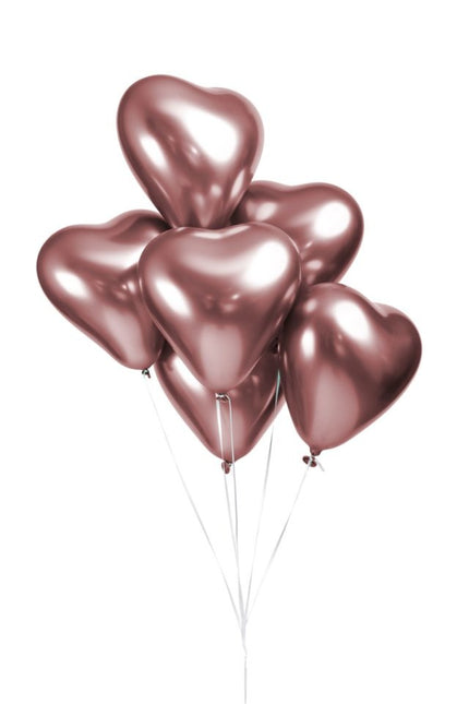 Hartjes Ballonnen Rose Goud 30cm 6st