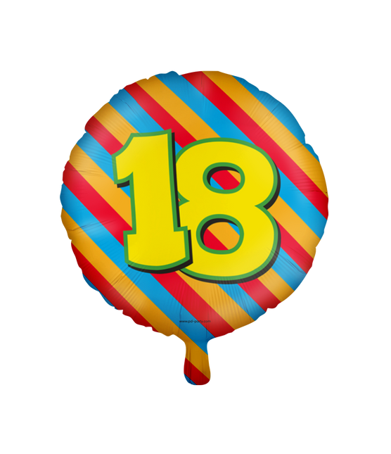 Helium Ballon 18 Jaar Gekleurd Leeg 46cm