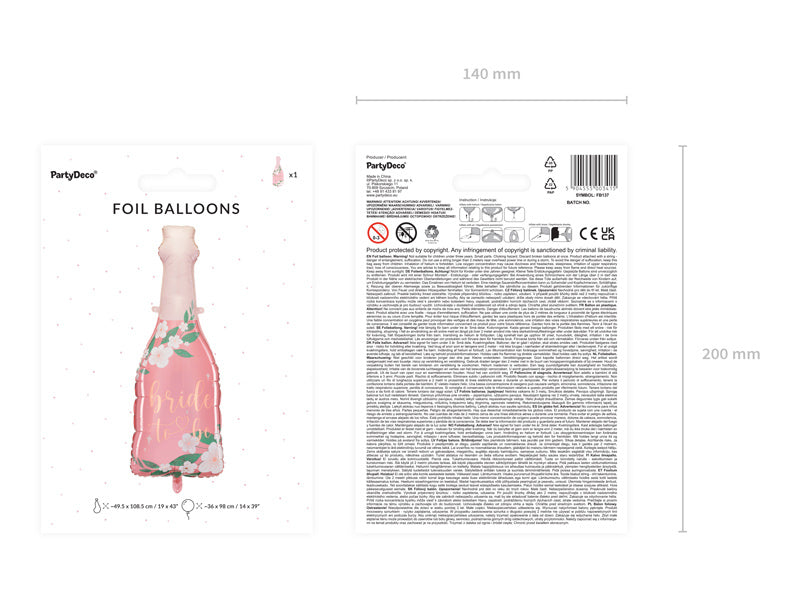 Helium Ballon Fles Bride To Be Leeg 1,08m