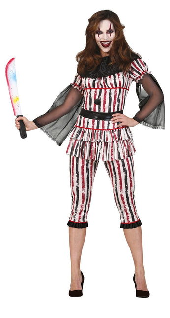 Horror Clown Halloween Kostuum Dames Rood