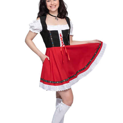 Oktoberfest Dirndl Jurk Oktoberfest Zwart Rood Dames