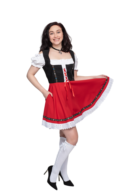 Oktoberfest Dirndl Jurk Oktoberfest Zwart Rood Dames