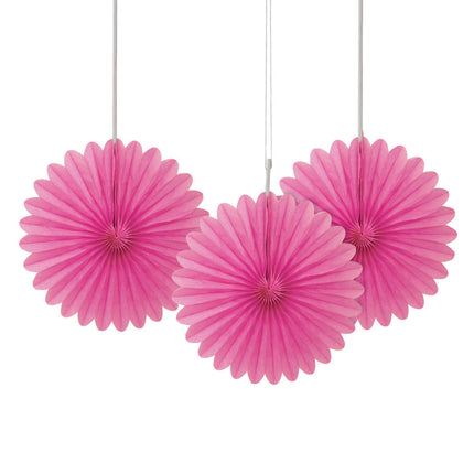 Papieren Waaiers Fuchsia 15cm 3st