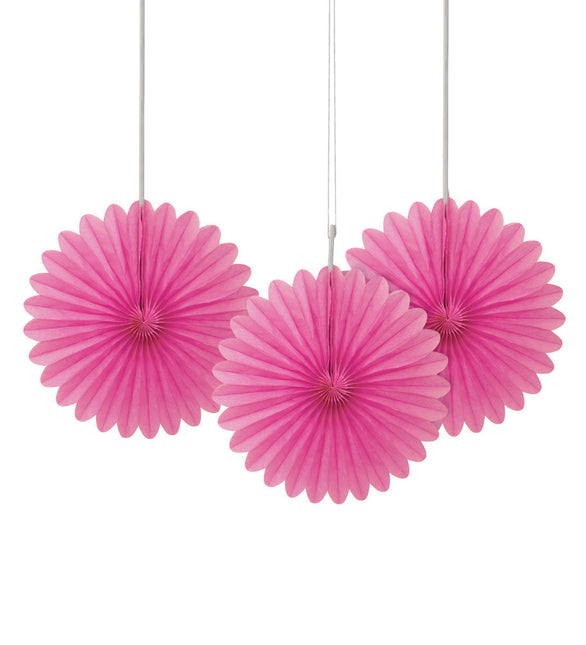 Papieren Waaiers Fuchsia 15cm 3st