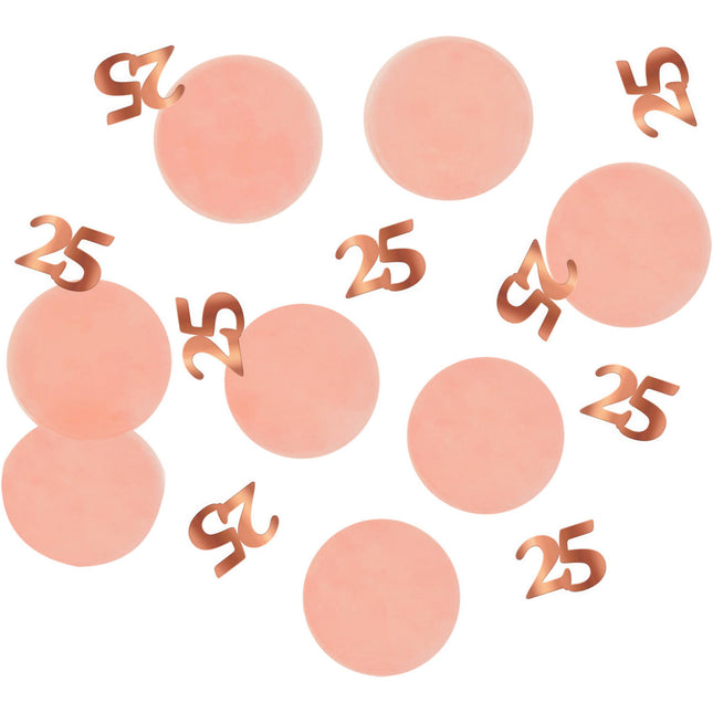 Tafelconfetti 25 Jaar Rose Goud 2,4cm 25gr