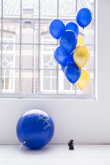 Happy Birthday Ballonnen Blauw 30cm 12st