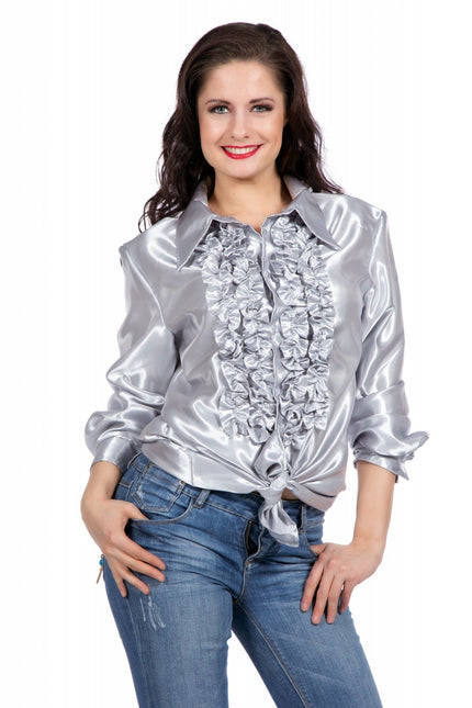 Disco Blouse Ruches Zilver