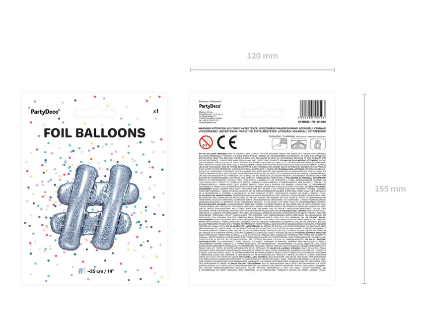 Folie Ballon Hashtag # Holografisch 35cm