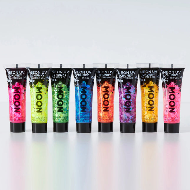 Moon Glow Neon UV Chunky Glitter Gel Golden Yellow 12ml