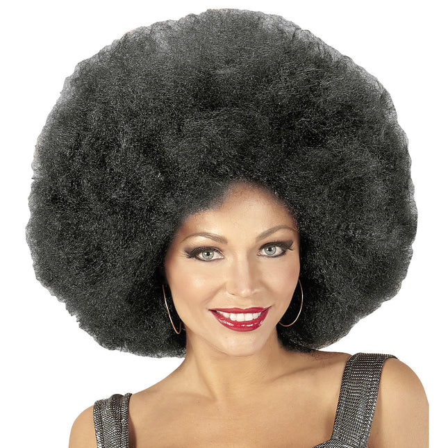 Zwarte Pruik Afro Extra Groot