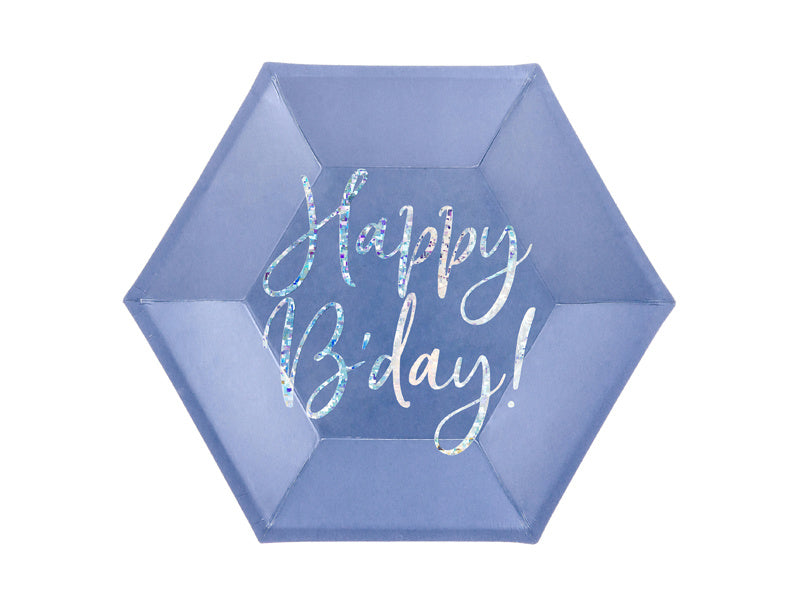 Borden Happy B'Day Blauw 20cm 6st